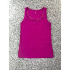 Eddie Bauer Tank Top Women's Medium fuchsia ruffled top